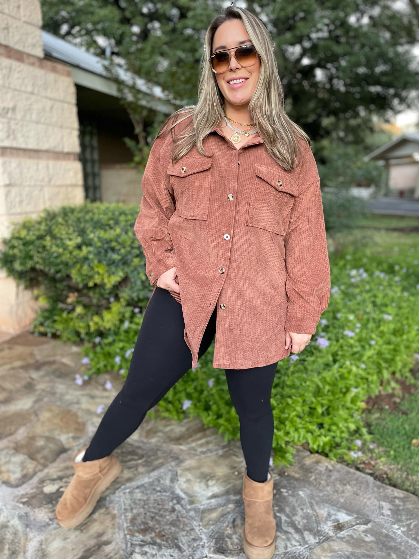 PREORDER: Memphis Corduroy Button Up Shacket in Three Colors