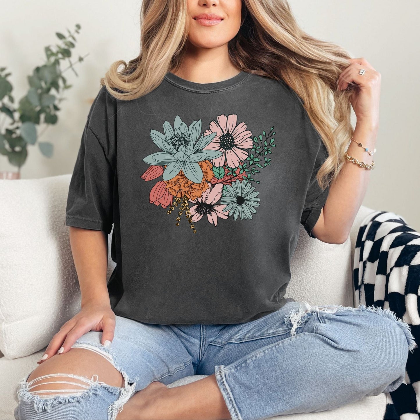 Charcoal Floral Graphic Tee