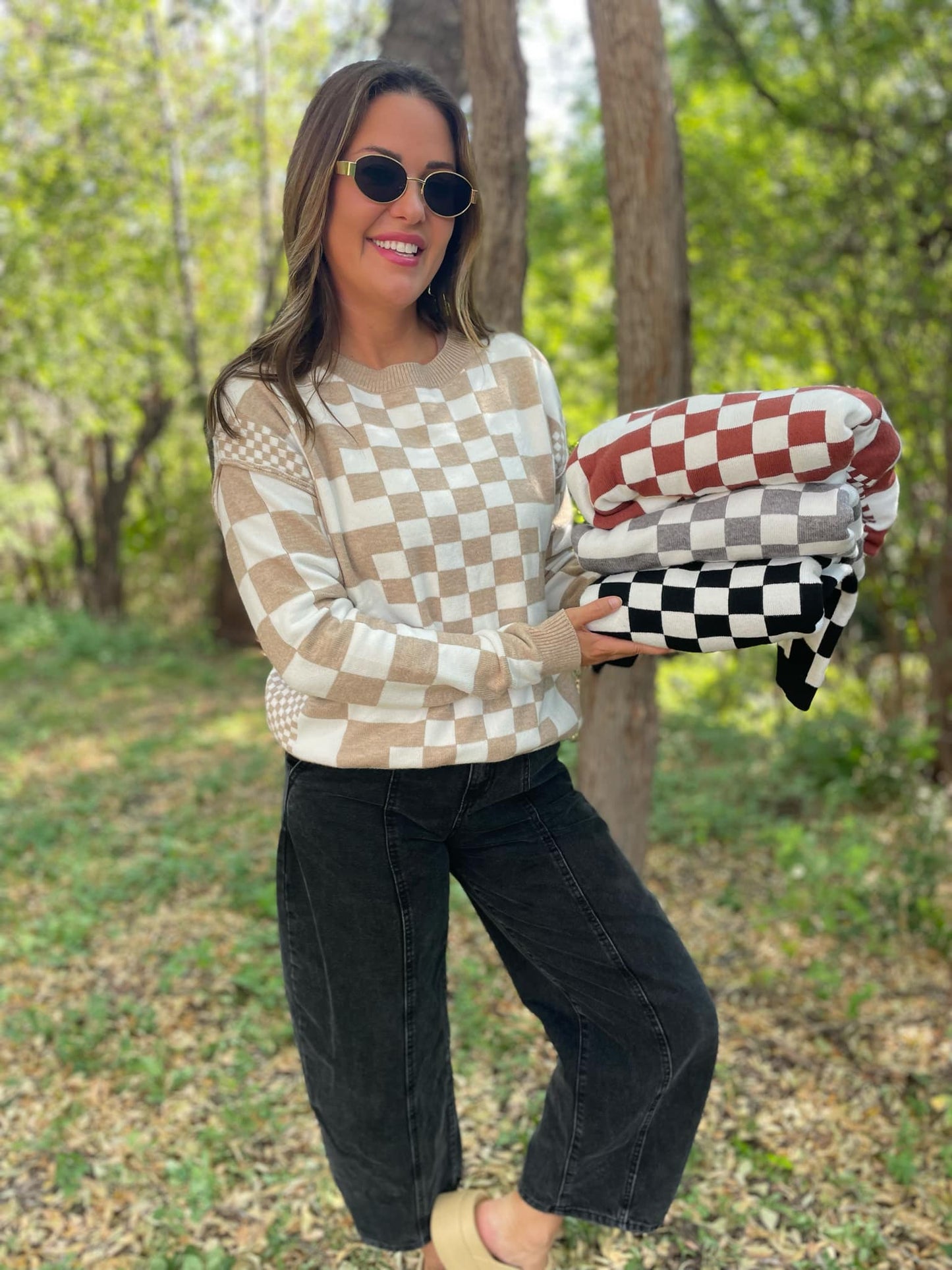 All Checkered Out Sweater in Four Colors